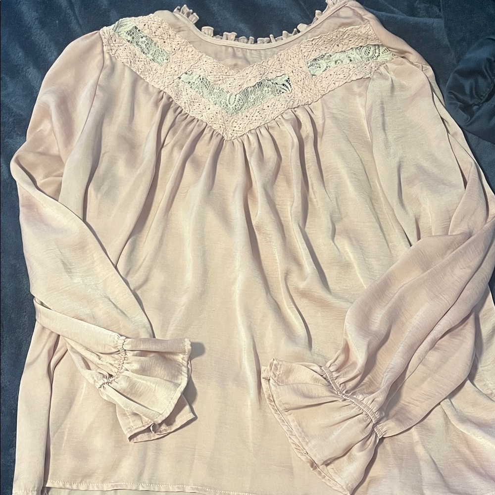 Maurices Blush Lace Accent Blouse